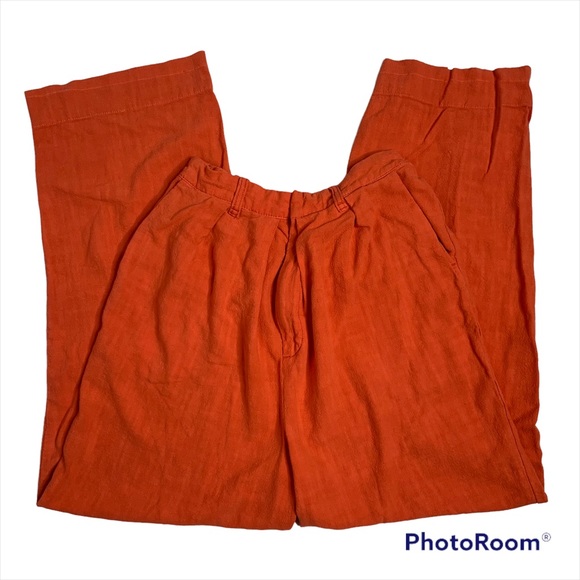 Free People Pants - Free People Orange Linen Blend Straight Leg Pants